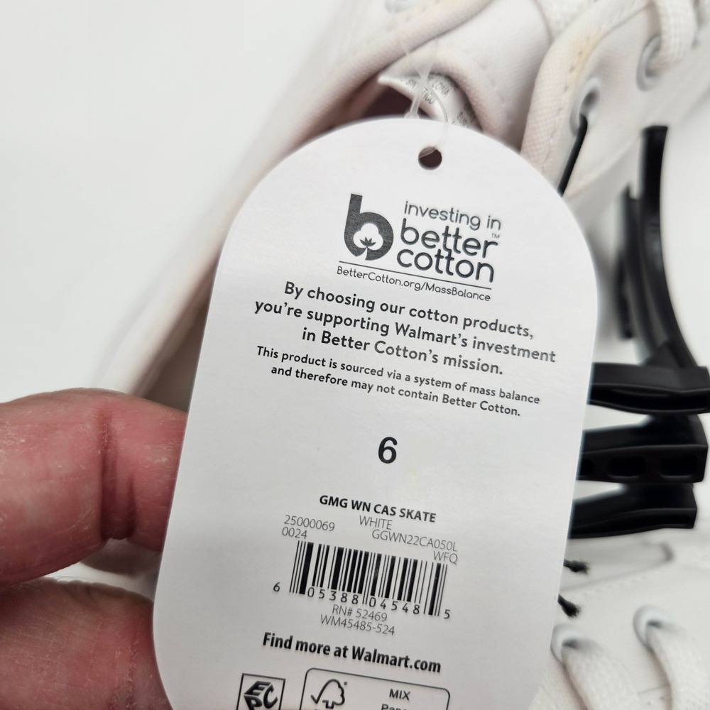 Wonder Nation Kids White Canvas Lace Up Memory Foam Sneakers Size 6 - Picture 6 of 8